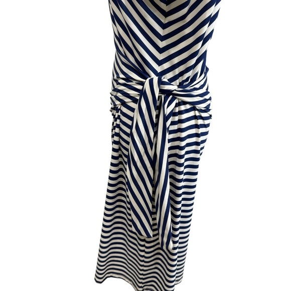 J. McLaughlin Catalina Cloth Elora Bangle Striped Navy Side Tie Dress Large NEW - Picture 4 of 16